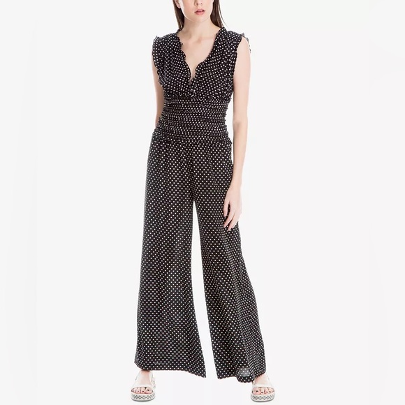 NWT Max Studio London US M Smocked Dot-Print Jumpsuit - Picture 3 of 15